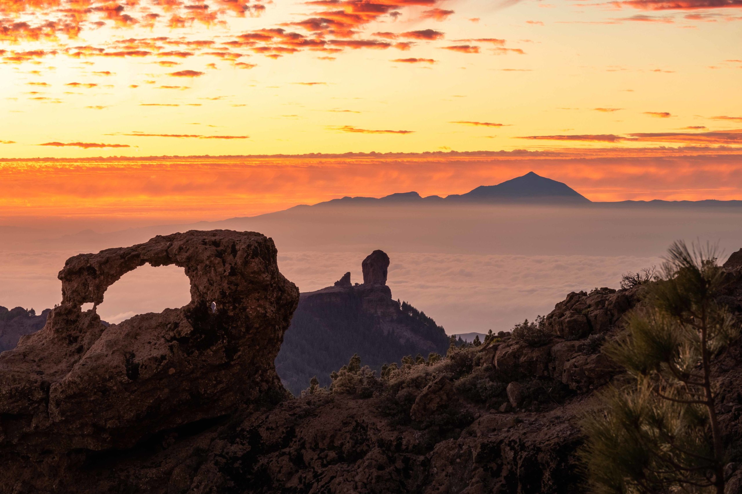 La Gañifa, Teide, Roque Nublo. Cumbre de Gran Canaria. Pico de las Nieves.